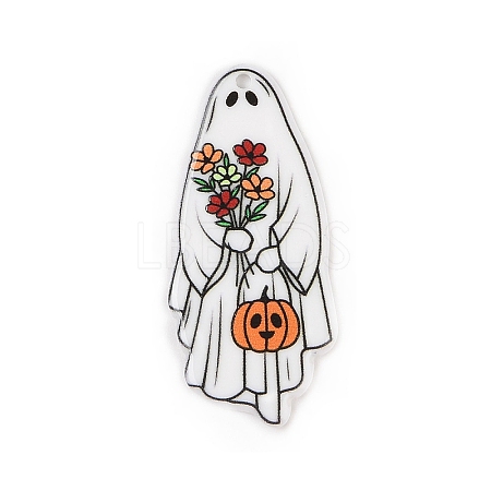 Halloween Theme Opaque Printed Acrylic Pendants X-SACR-S034-07A-1