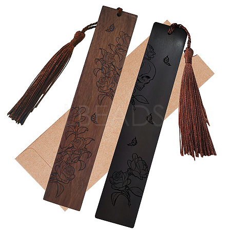 CRASPIRE 1 set Rosewood & African Blackwood Bookmarks Set AJEW-CP0001-78J-1