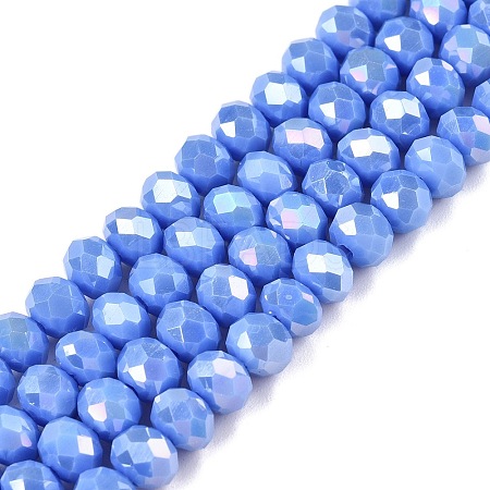 Electroplate Glass Beads Strands X-EGLA-A044-P6mm-B17-1