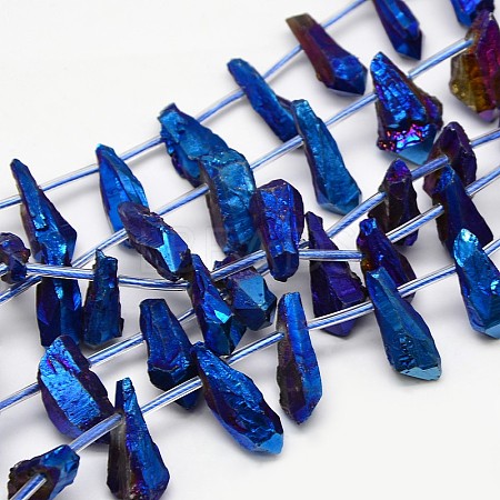 Electroplate Gemstone Natural Quartz Crystal Beads Strands G-L135-01-1