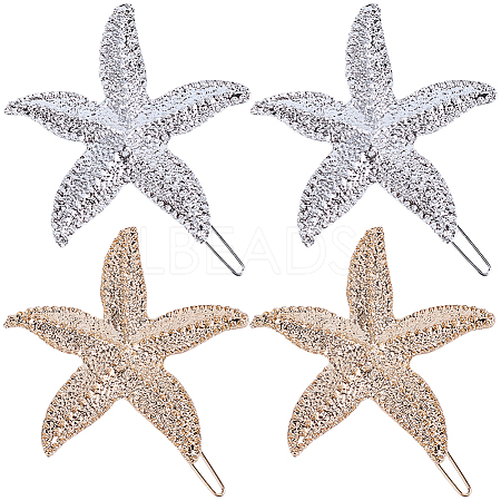 4Pcs 2 Colors Zinc Alloy Hair Barrettes PHAR-SP0001-24-1