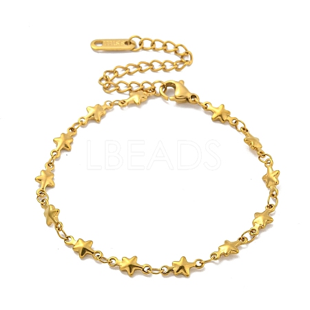 Star 304 Stainless Steel Link Chains Bracelets for Women BJEW-B059-01G-03-1