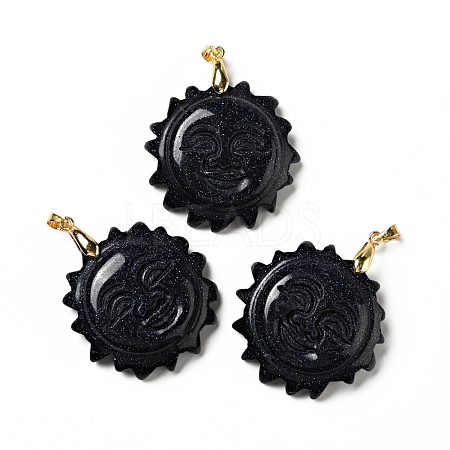 Synthetic Blue Goldstone Pendants G-E043-01B-03G-1