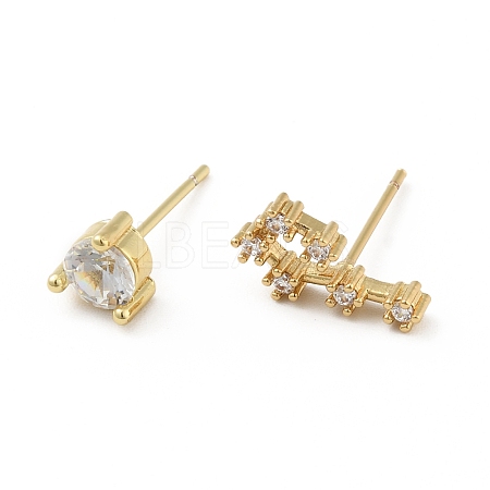Cubic Zirconia Constellation Asymmetrical Earrings EJEW-C035-16G-01-1