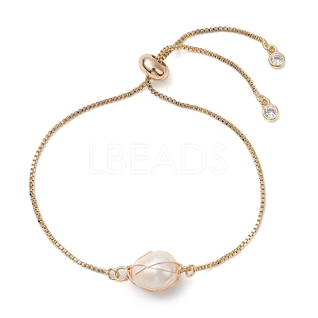 Freshwater Pearl  Slider Ring BJEW-JB11132-1