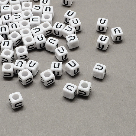 Large Hole Acrylic Letter European Beads SACR-Q103-7mm-01U-1