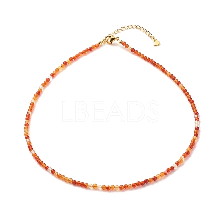 Natural Carnelian Beaded Necklaces for Women NJEW-JN03789-02-1