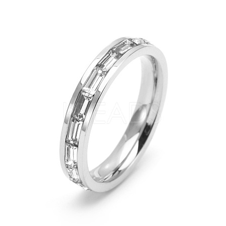 304 Stainless Steel with Crystal Rhinestone Finger Rings FS-WGF5DC4-08-1