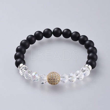 Natural Black Agate(Dyed) Stretch Bracelets BJEW-JB04584-01-1