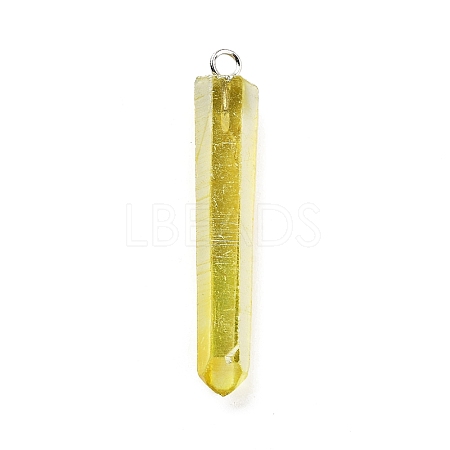 Electroplated Natural Quartz Pendants G-P315-B01-02P-1
