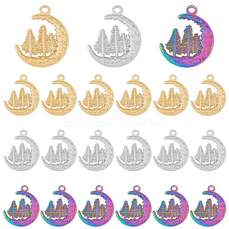 24Pcs 3 Colors 304 Stainless Steel Pendants STAS-DC0013-13-1