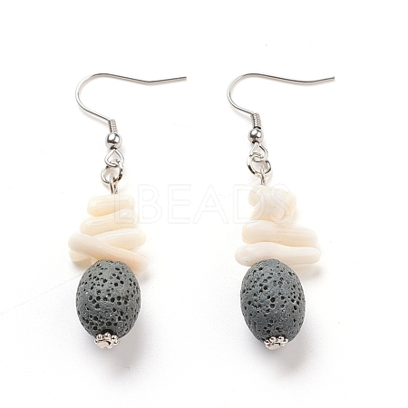 Natural Lava Rock Dangle Earrings EJEW-E260-A09-1