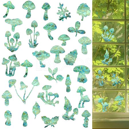 4PCS 2 Styles PVC Stickers Dazzling Color Window Stickers 3D Laser Mushroom Electrostatic Glass Window Stickers JX827A-1