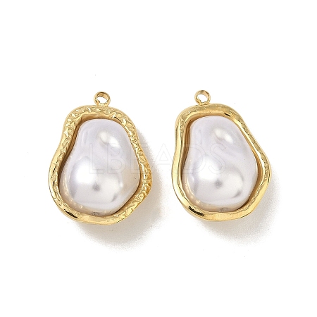 304 Stainless Steel with ABS Plastic Pearl Pendants STAS-G371-01G-05-1