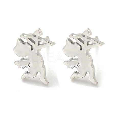 Rack Plated Cupid Angel Brass Stud Earrings for Women EJEW-Z048-05P-1