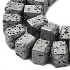 Electroplated Natural Lava Rock Beads Strands G-Q1009-A01-02-4