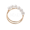 Round Shell Pearl Beaded Ring RJEW-TA00133-1