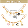 2Pcs 2 Colors Acrylic Heart & Alloy Enamel Pink and White Flower Pendant Alloy Cable Chain Bag Decorative Chains HJEW-BBC0001-35-2