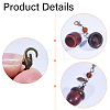 4Pcs Wood & Glass Pendant Decoration HJEW-CA00033-4