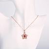 Real Rose Gold Plated Brass Cubic Zirconia Hollow Flower Pendant Necklaces NJEW-BB04928-RG-5