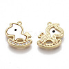 Brass Micro Pave Clear Cubic Zirconia Charms KK-S356-098-NF-2