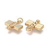 Brass Micro Pave Clear Cubic Zirconia Charms KK-F821-35G-2