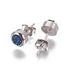 Electroplate Natural Druzy Quartz Stud Earrings EJEW-P181-B01-3