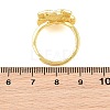 Flower Brass Micro Pave Cubic Zirconia & Enamel Cuff Ring Settings KK-CBAC351-06G-03-3
