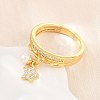 Brass Micro Pave Cubic Zirconia Finger Rings for Women CU-CBA0A21-03G-1