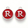 Platinum Plated Alloy Enamel Charms X-ENAM-S118-03R-P-1