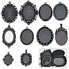 10Pcs 10 Styles Oval Alloy Pendants Cabochon Settings FIND-SC0009-96-1