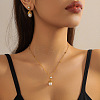 304 Stainless Steel with Plastic Pearl Pendant Necklace & Stud Dangle Earring FS-WG92D8A-04-2