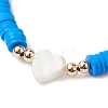 Handmade Polymer Clay with Natural Trochid Shell/Trochus Shell Beaded Stretch Bracelets for Women BJEW-JB10203-01-5