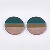 Tri-color Resin & Walnut Wood Pendants RESI-S358-78F-2