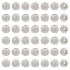   50Pcs Round 925 Sterling Silver Textured Beads STER-PH0001-66-1