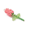 Glass Seed Beaded Rose Pendants PALLOY-MZ00959-04-3