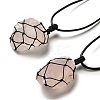 Irregular Nuggets Natural Rose Quartz Pendant Necklace G-H286-02B-1