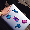 50Pcs Inspirational Neon Light Theme Cartoon English Word Paper Sticker Label Set DIY-G076-03-6