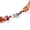 Natural Red Agate Hexagon Prism Graduated Beaded Necklaces for Women Men NJEW-K388-03O-3