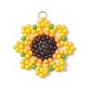 Beaded Sunflower Charms PALLOY-MZ00450-1