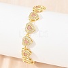 Brass Pave Cubic Zirconia Heart Tennis Bracelets for Women KK-CBA68DA-09G-02-2
