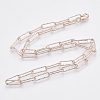Brass Textured Paperclip Chain Necklace Making MAK-S072-02A-RG-2
