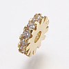 Brass Micro Pave Cubic Zirconia Bead Spacers ZIRC-E143-21G-2