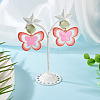Brass Printing Acrylic Butterfly Dangle Stud Earrings EJEW-TA00671-5