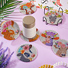 DIY Cattle & Flower Pattern Coaster Diamond Painting Kits DIY-TAC0016-53-20