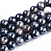 Electroplate Natural Fire Crackle Agate Beads Strands G-T131-54A-1