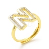 Mixed Color Enamel Initial Letter Adjustable Ring with Clear Cubic Zirconia RJEW-P045-01G-N-4