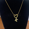 304 Stainless Steel Heart with Initial Pendant Necklaces for Women FS-WG4DC9E-11-1