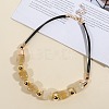 Resin Cube & Round CCB Plastic Beaded Necklaces with Leather Cords for Women WG0341F-02-1