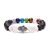 Natural Rose Quartz & Mixed Gemstone Stretch Bracelet BJEW-JB08595-02-1